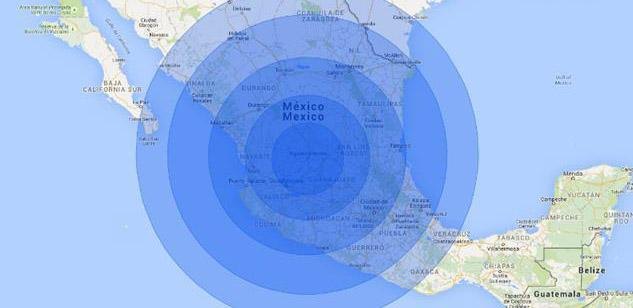Example of an Iridium PTT talkgroup coverage area drawn over a map