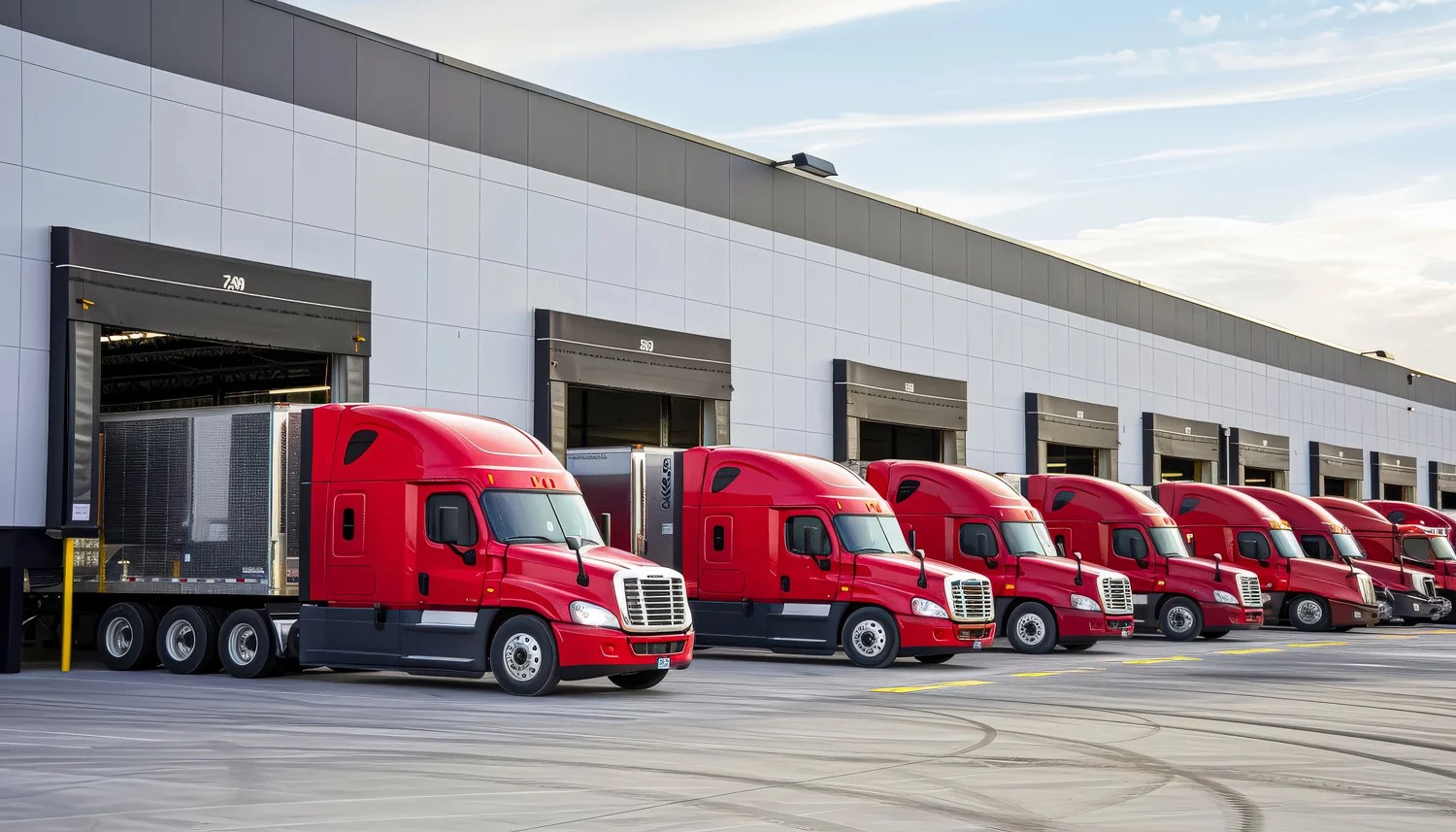 A logistics fleet operating across multiple sites
