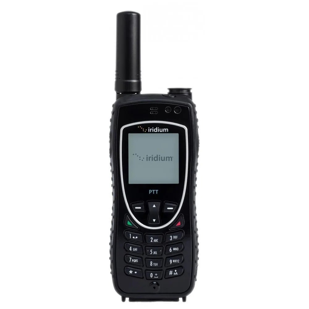 Iridium Extreme PTT satellite radio rental, front view with the push-to-talk button