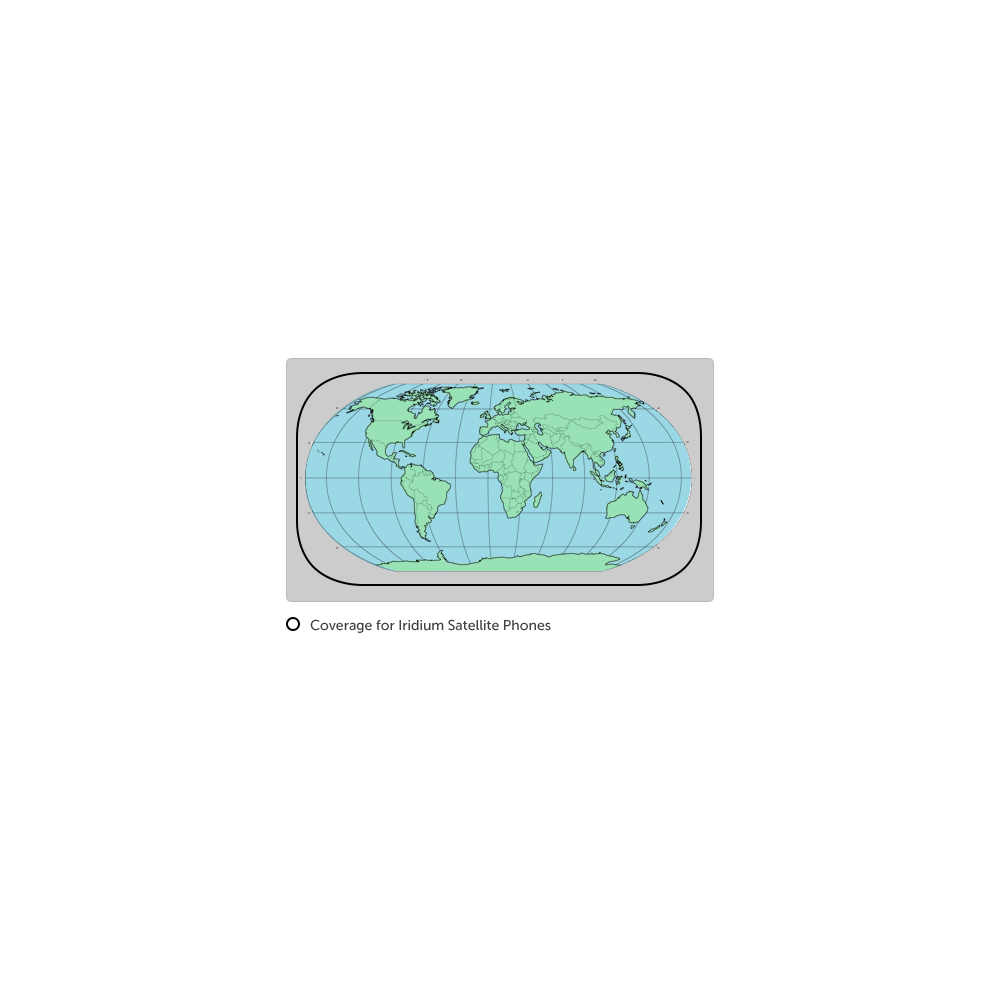 Iridium coverage map showing pole-to-pole worldwide coverage for push-to-talk