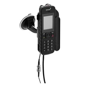 Inmarsat IsatPhone 2 external vehicular antenna kit with phone in windshield cradle