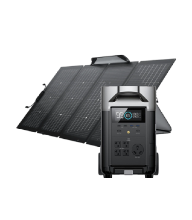 EcoFlow Delta Pro power station with 220W portable solar panels