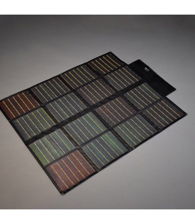 P3-100W portable folding solar charger in black — deployed