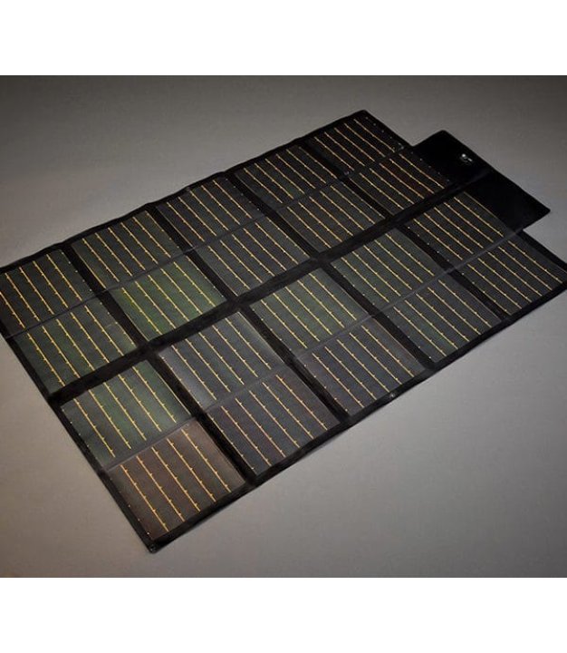P3-125W portable folding solar charger in black — deployed