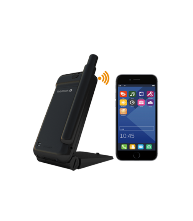 Thuraya SatSleeve+ satellite adapter with smartphone docked