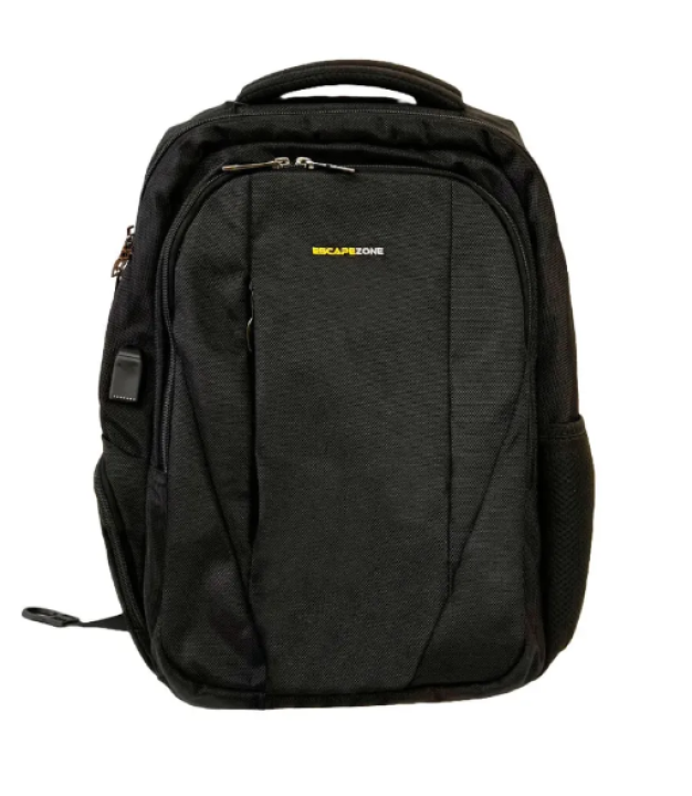 EscapeZone Shield Faraday ballistic backpack in black — front view