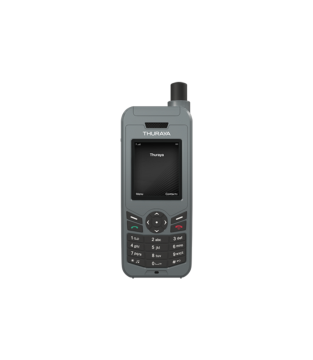 Thuraya XT-LITE satellite phone — front view with antenna extended
