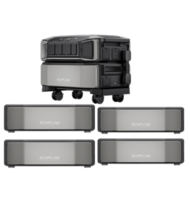 EcoFlow DELTA Pro Ultra inverter with four batteries — bundle components