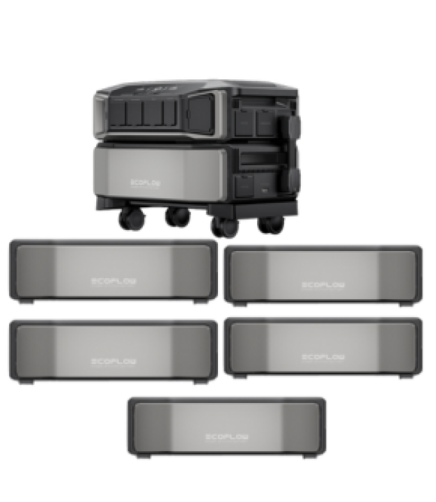 EcoFlow DELTA Pro Ultra inverter with five batteries — bundle components