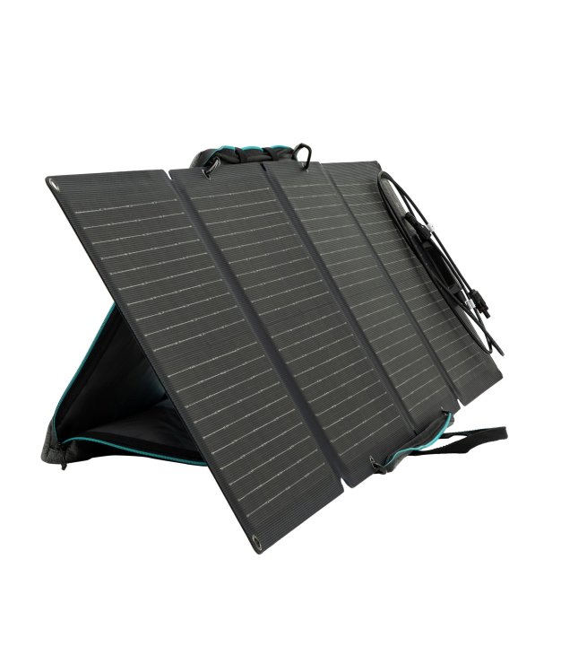 EcoFlow 110W portable solar panel for power stations — front view with adjustable kickstand