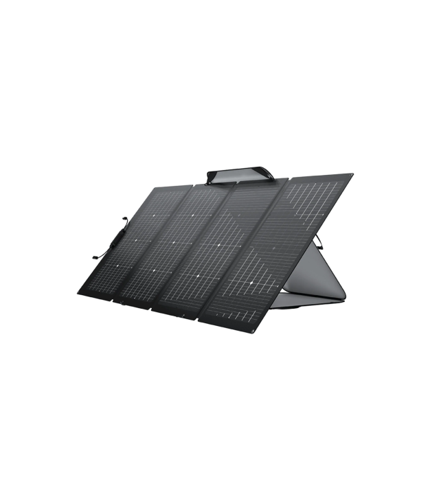 EcoFlow 220W bifacial portable solar panel — angled front view