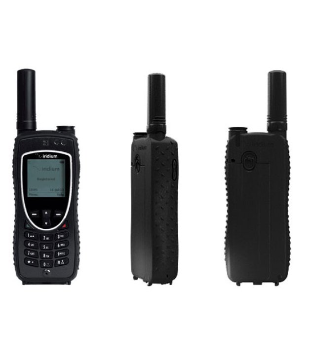 Iridium 9575 Extreme satellite phone rental — front view with antenna