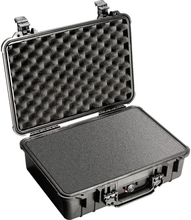 Pelican 1500 Protector watertight hard case — open with foam