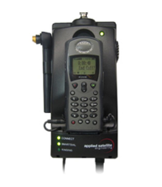 ASE MC03 docking station for the Iridium 9505A satellite phone — wall-mounted with handset