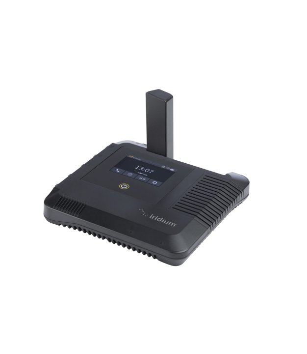 Iridium GO! exec portable satellite access device with antenna raised