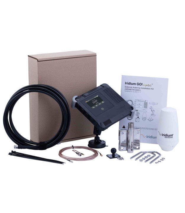 Iridium GO! exec marine antenna kit — box with antenna and cables