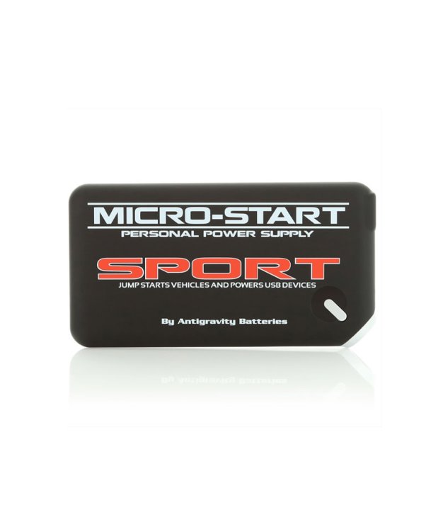 Antigravity Micro-Start Sport jump starter — black labeled unit