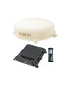 Cobham EXPLORER 727 vehicular antenna in tan with modem and handset thumbnail