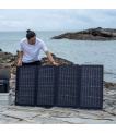 EcoFlow 220W bifacial solar panel set up on a rocky shore thumbnail