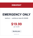 Inmarsat IsatHub Emergency Only monthly plan card — $19.99 per month, additional data $3.99 per MB thumbnail