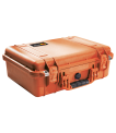 Pelican 1500 Protector case in orange — closed thumbnail